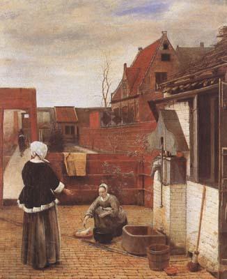 Pieter de Hooch A Woman and her Maid in a Coutyard (mk08) Spain oil painting art